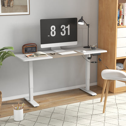 Vinsetto Electric Standing Desk, 140 x 70cm Height Adjustable Sit Stand Desk with 4 Memory Smart Panel, Stand Up Desk for Home Office, White