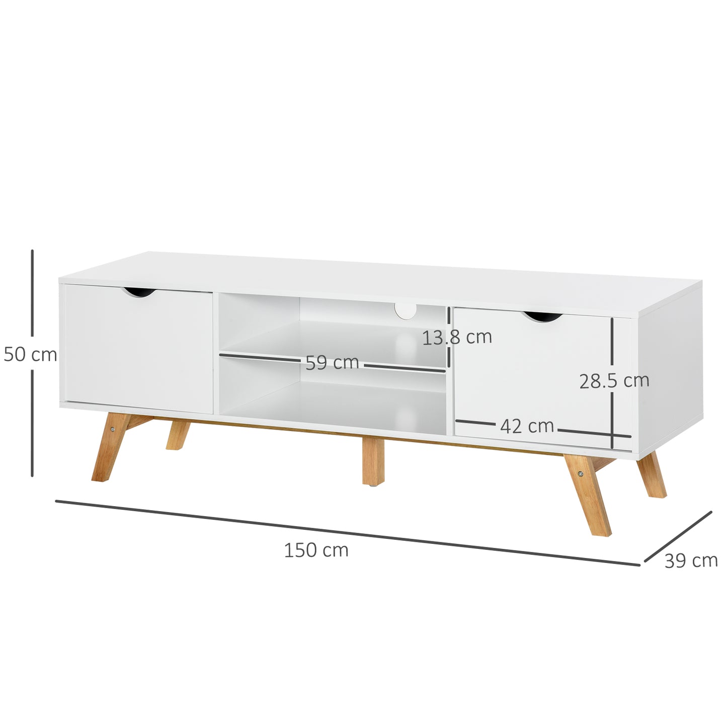 Particle Board 4-Compartment Media Tv Unit StandWhite