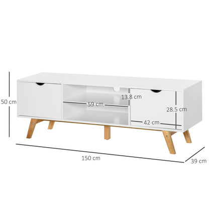 Particle Board 4-Compartment Media Tv Unit StandWhite