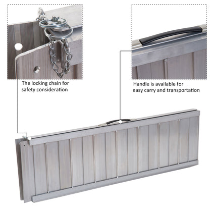Folding Aluminium Anti-Corrosive Alloy Frame Skid Proof Assist Ramp With Handle 40"
