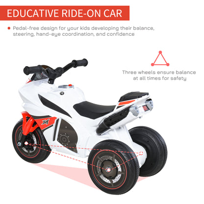 Kids Ride-On Police Bike 3-Wheel Vehicle w/ Music Lights Safe Seat Handlebars Toddler Child Learning Fun Development 18-36 Months White