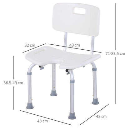 8-Level Height Adjustable Bath Stool Spa Shower Chair Aluminium With Non-Slip Feet And Handle