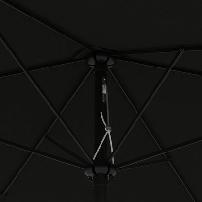 Outsunny 2 x 3(m) Garden Parasol Umbrella, Rectangular Outdoor Market Umbrella Sun Shade with Crank & Push Button Tilt, 6 Ribs, Aluminium Pole, Black