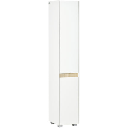 Kleankin Tall Bathroom Cabinet with Adjustable Shelves, 5-Tier Modern Freestanding Tallboy with Storage Cabinets, White
