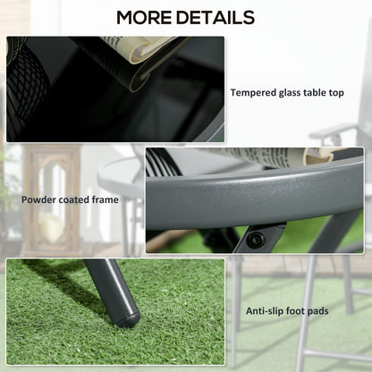 Outsunny Φ45cm Outdoor Side Table, Round Folding Patio Table with Imitation Marble Glass Top, Small Coffee Table