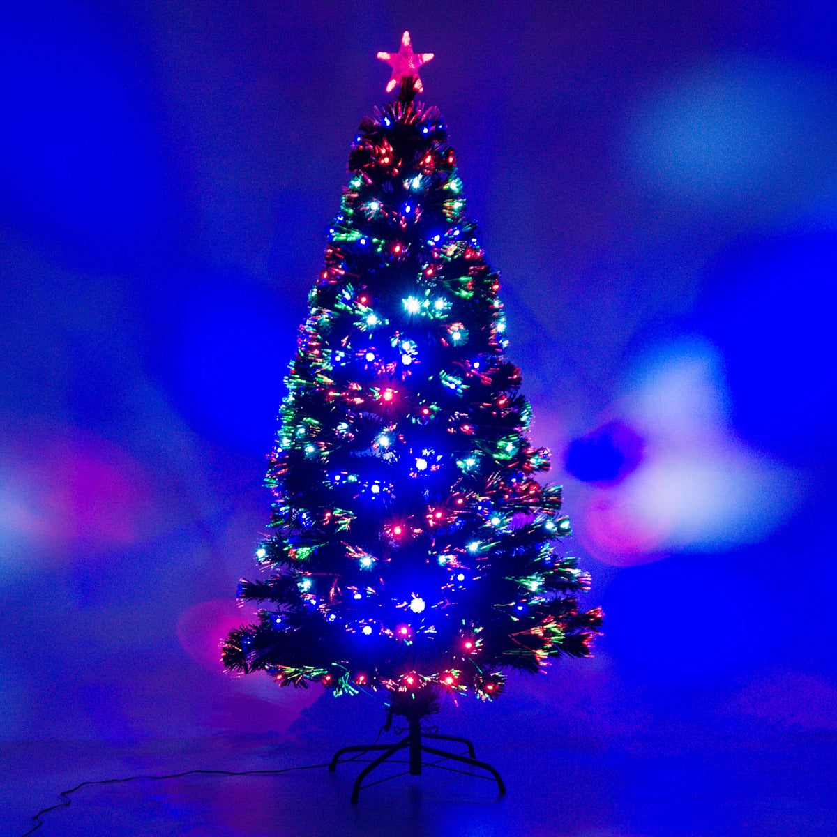 5ft 150cm Green Fibre Optic Artificial Christmas Tree - Multicolour