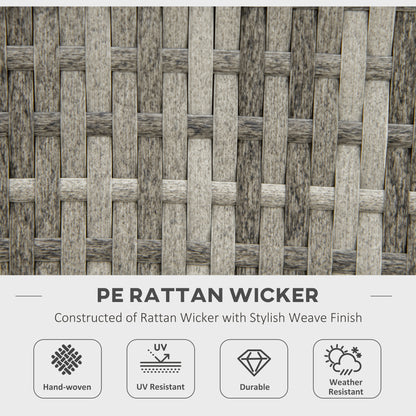 Outdoor PE Rattan Gas Fire Pit Table, Patio Square Propane Heater with Rain Cover, Glass Windscreen, and Lava Stone, 50,000 BTU, Grey