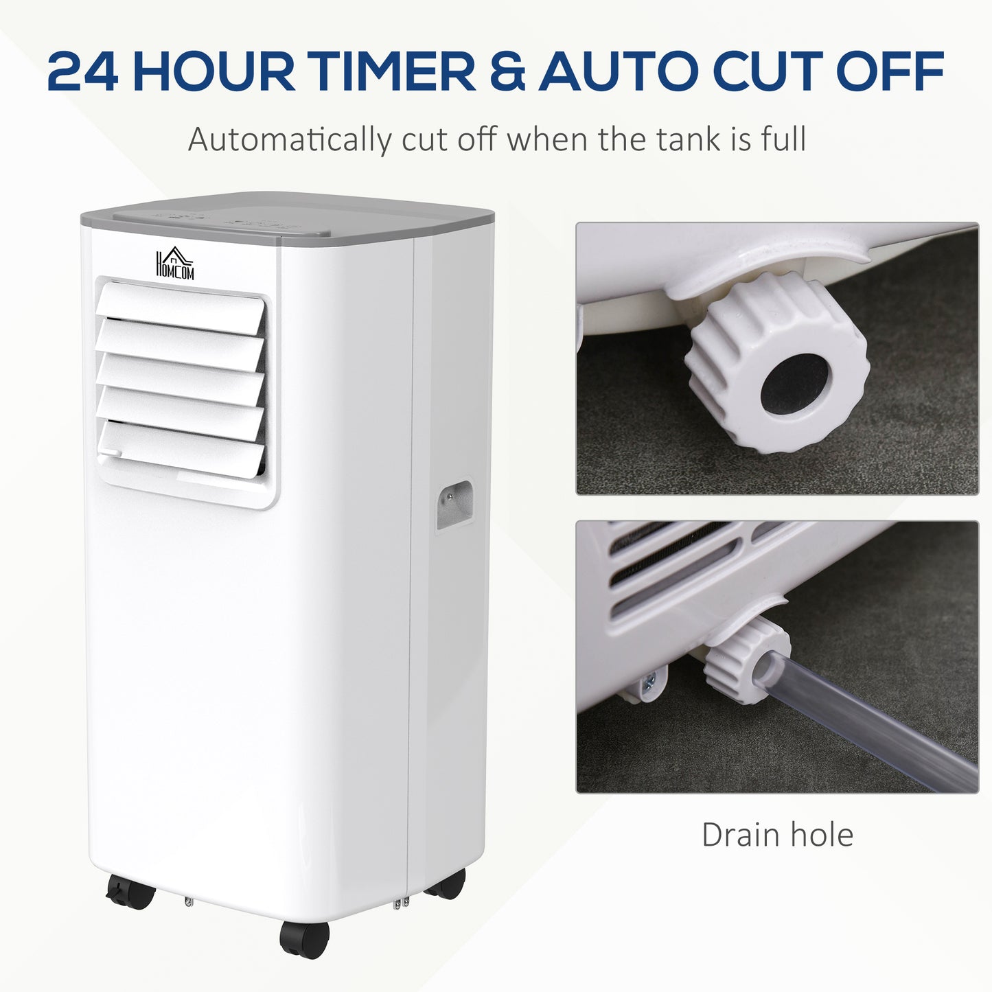 5000 BTU 4-In-1 Compact Portable Mobile Air Conditioner Unit Cooling Dehumidifying Ventilating w/ Fan Remote LED 24hTimer Auto Shut Down White