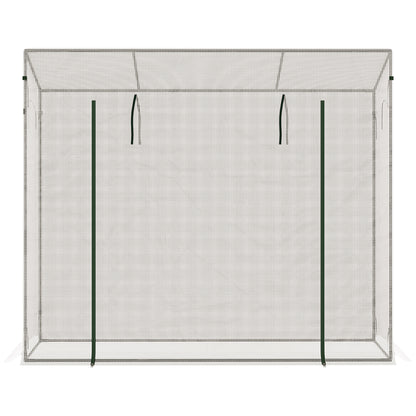 Outsunny 200x76x168cm Walk-in Garden Greenhouse Patio Lean to Hot House, Plants Flowers Herbs Tomato Grow w/ Steel Frame Door Window Balcony Patio