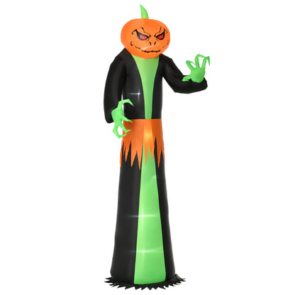 9FT Inflatable Halloween Pumpkin Ghost with Build-in LED,  Outdoor Lighted Blow Up Inflatables