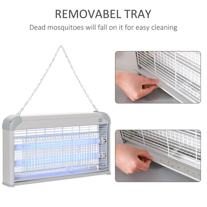 Outsunny Free Standing Wall Hanging 30W Electric Fly Mosquito Killer 60m2  Coverage Electric Fly Zapper, Bug Zapper, Insect Killer