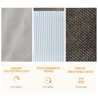 Outsunny 3.6 x 3(m) Polycarbonate Hardtop Gazebo Canopy with Double-Tier Roof and Aluminium Frame, Garden Pavilion with Mosquito Netting and Curtains