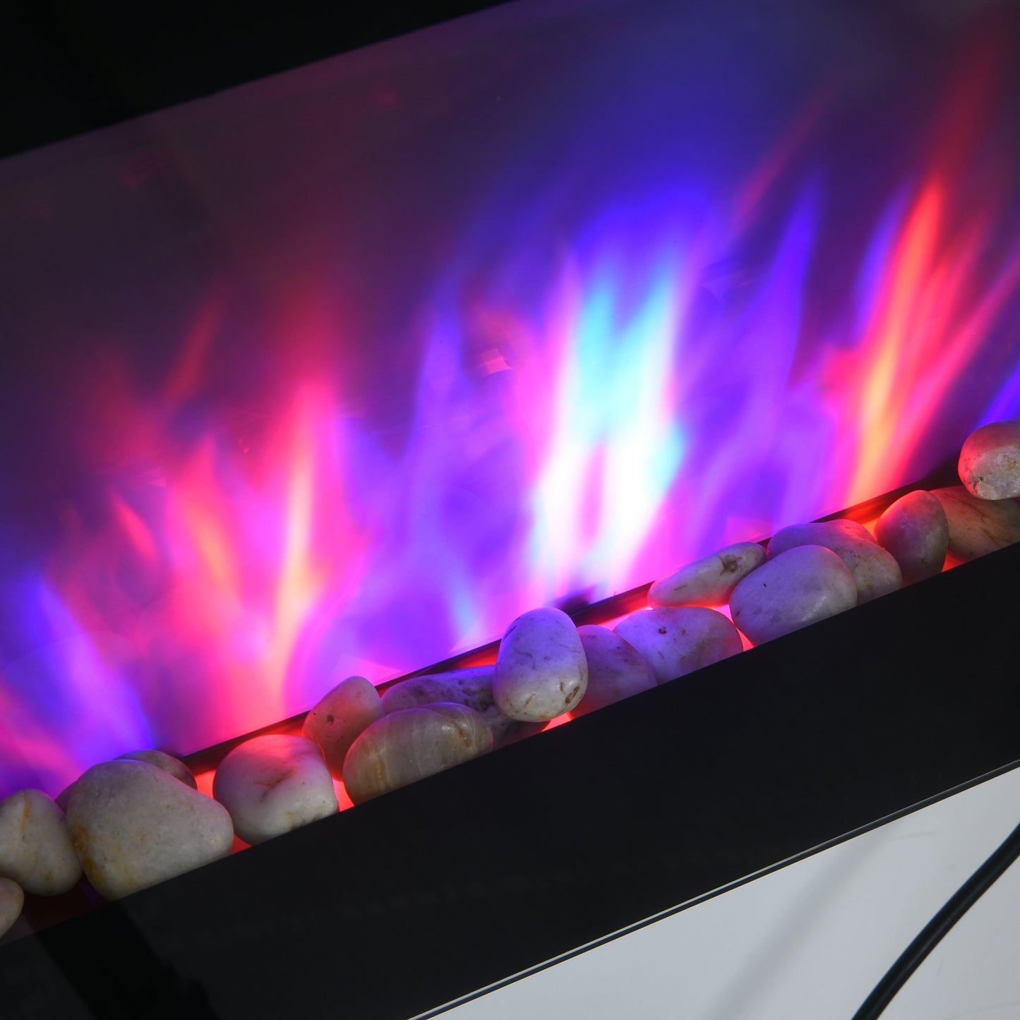 Wall Mounted Tempered Glass Electric Fireplace Heater Wall Fires Black 1000W