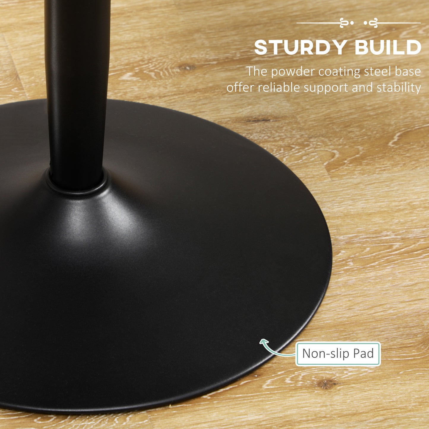 Round Dining Table, Modern Dining Room Table with Steel Base, Non-slip Foot Pad, Space Saving Small Dining Table, Black / White