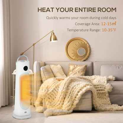 Electric Space Heater, Portable Fan Heater, Low Energy 2000W PTC Ceramic Heater w/ Thermostat, Timer, Overheat & Tip-over Protection