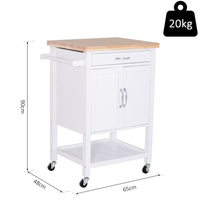 Kitchen Island Trolley Cart With Drawer-White/Oak Colour