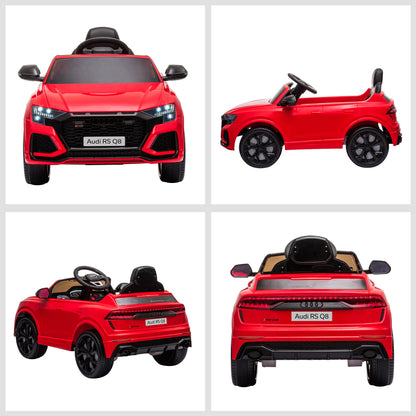 Compatible 6V Battery-powered Kids Electric Ride On Car Audi RS Q8 Toy with Parental Remote Control Music Lights USB MP3 Bluetooth Red