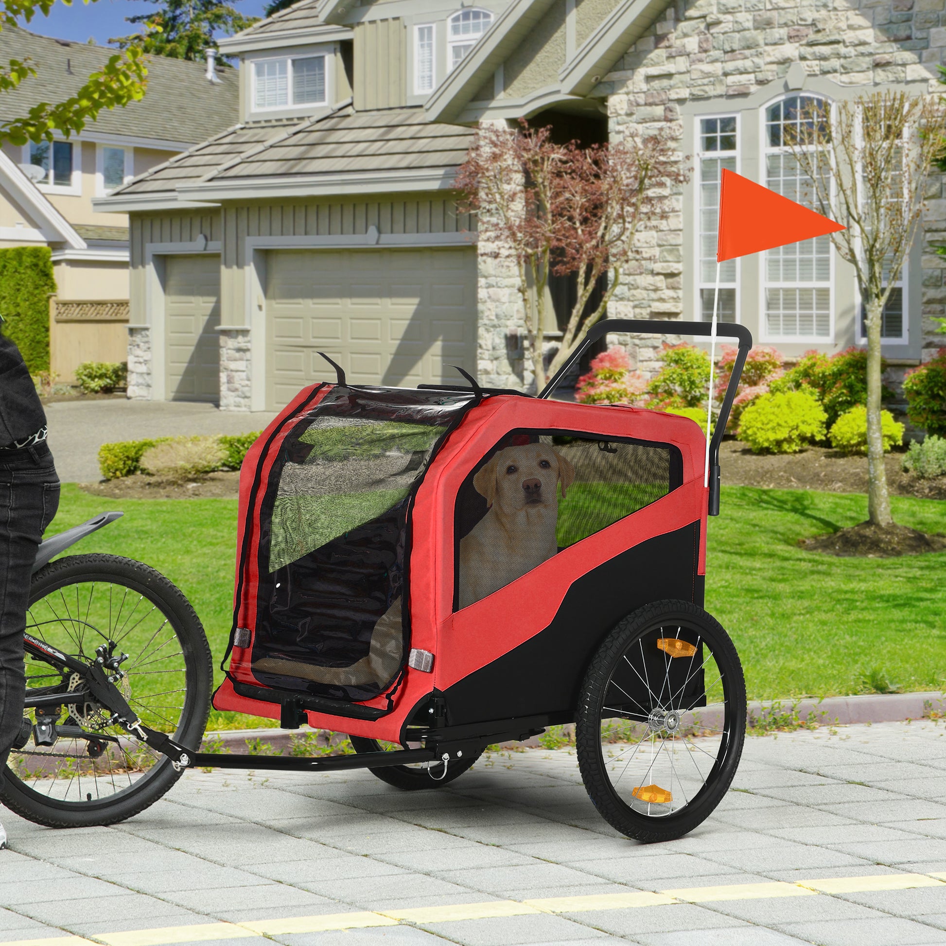 pawhut 2 in 1 dog stroller PawHut 2 in 1 Dog Bike Trailer Pet Stroller for Large Dogs with Hitch, – Adams Allsorts