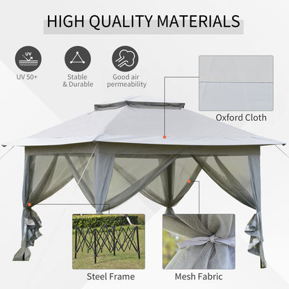 Outsunny Foldable Pop-up Party Tent Instant Canopy Sun Shade Gazebo Shelter Steel Frame Oxford w/ Roller Bag, 3.6 x 3.6 x 2.9(m)