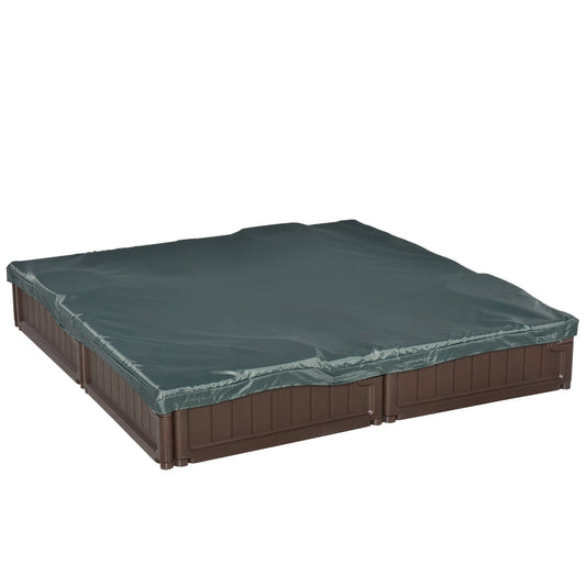 Outsunny Kids Outdoor Sandbox w/ Waterproof Oxford Canopy Bottom Fabric Liner Children Playset for 3-12 years old Backyard Brown