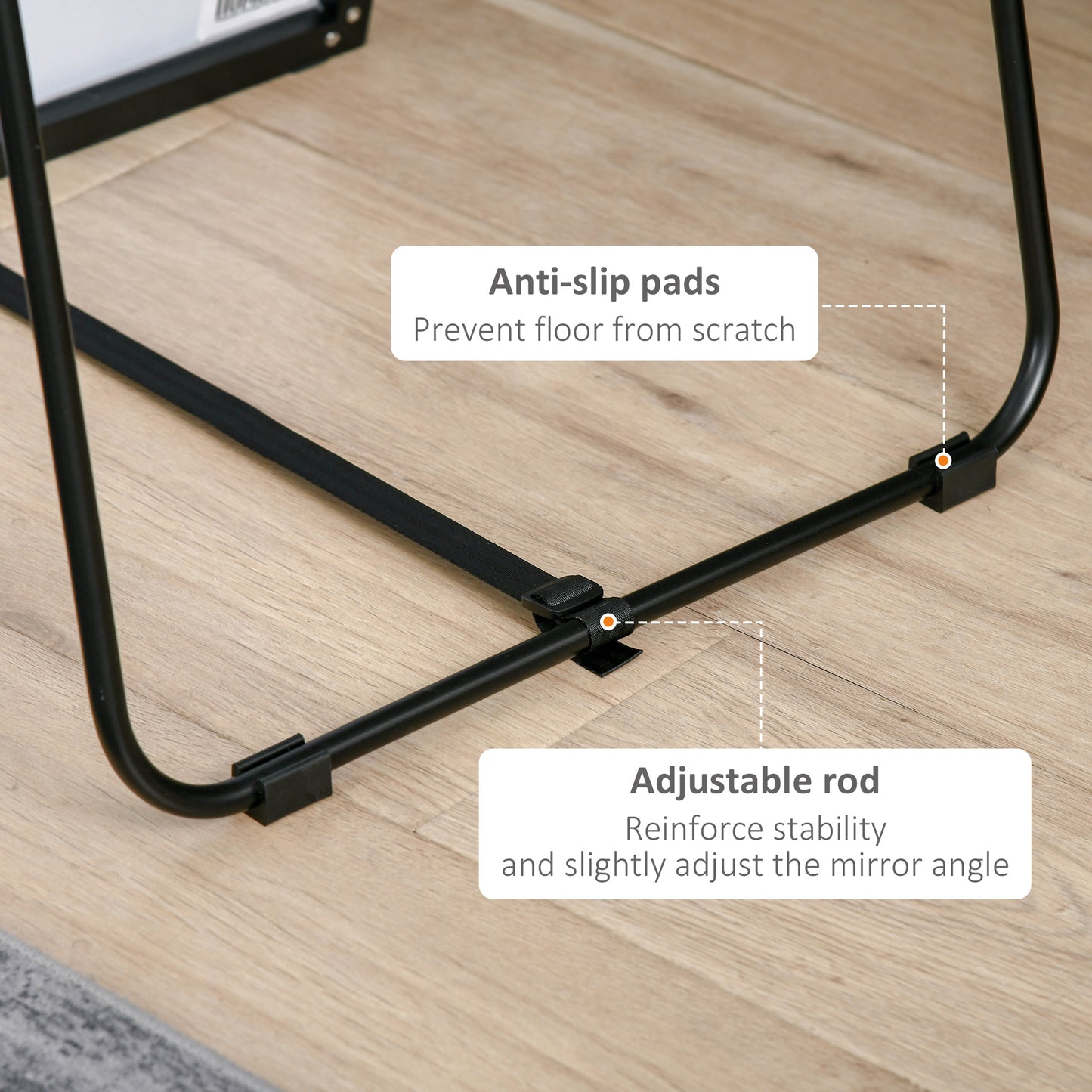 Full Length Dressing Mirror, Floor Standing or Wall Hanging, Aluminium Alloy Framed Full Body Mirror for Bedroom, Living Room, Black