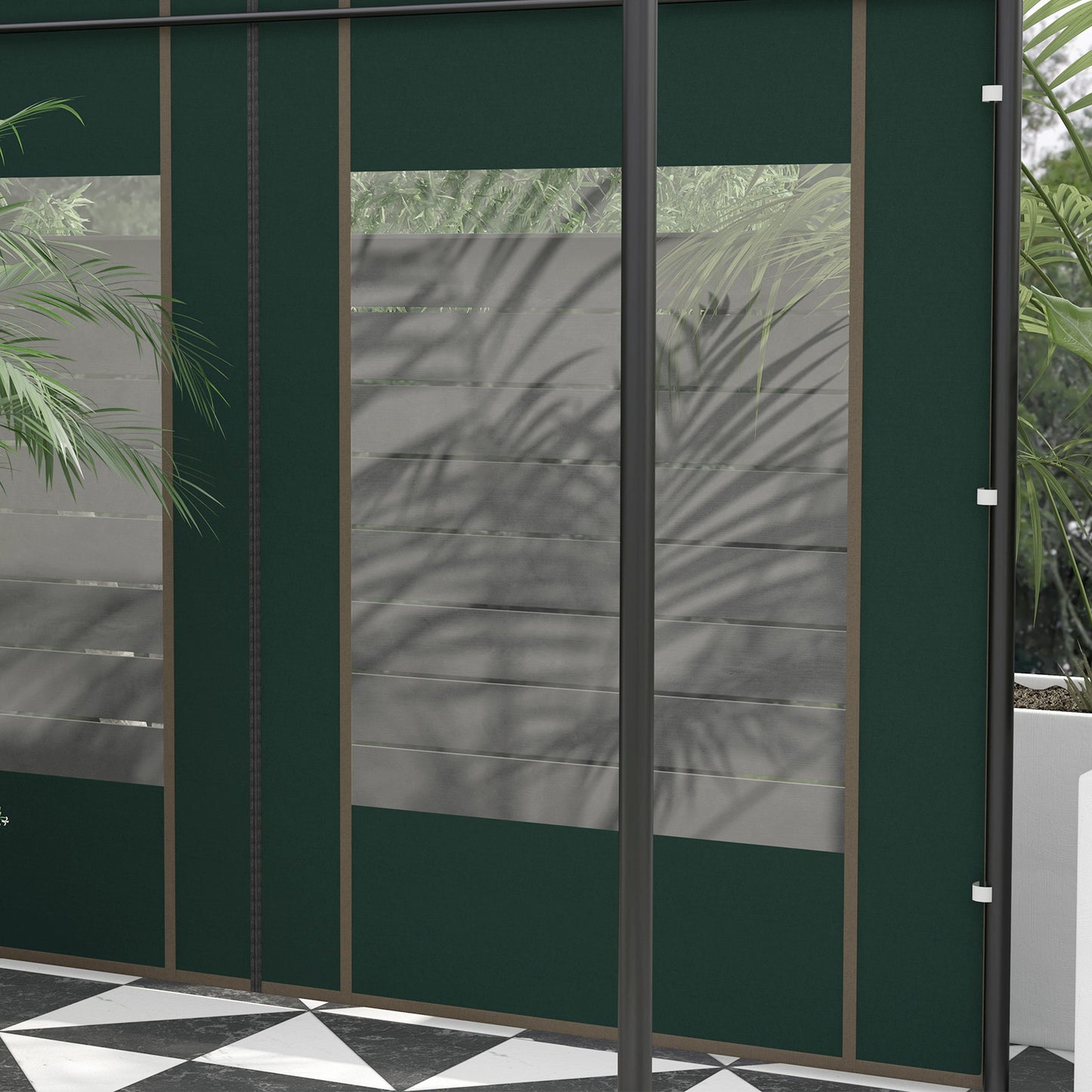 Outsunny Gazebo Side Panels, 2 Pack Sides Replacement, for 3x3(m) or 3x6m Pop Up Gazebo, with Doors and Windows, Green