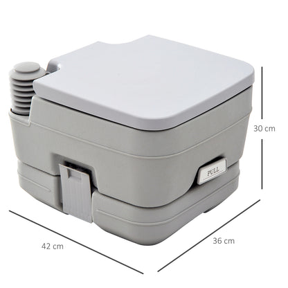 Portable Travel Toilet Outdoor Camping Picnic with 2 Detachable Tanks & Push-button Operation, Grey 10L