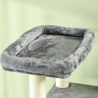 PawHut 184cm Cat Tree for Indoor Cats, Multi-level Kitten Climbing Tower with Scratching Posts, Cat Bed, Condo, Perches, Hanging Play Rope, Grey