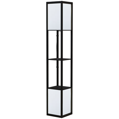 Modern Shelf Floor Lamp with Dual Ambient Light, Standing Lamp Living Room, Bedroom, 156cm, Black