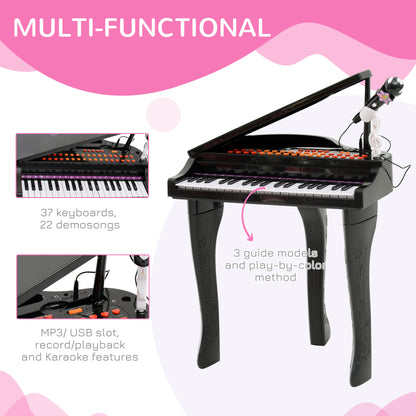 Mini Electronic Piano With Stool Black