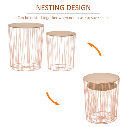 Modern Style 2 Pack Bedside Table W/ Storage Sofa End Side Night Stand Bedroom Living Room - Rose Gold Color Base