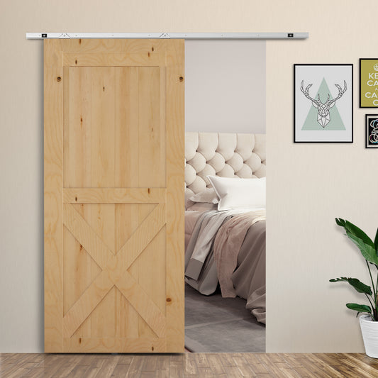 Modern Sliding Barn Door Closet Hardware Track Kit Track System Unit for Single Wooden Door 6FT /1860mm by HOMCOM