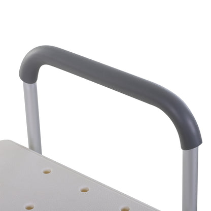 Height Adjustable Shower Chair Bath Bench With Armrest and Backrest - White