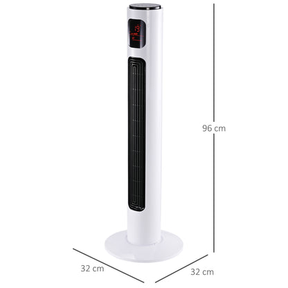 38'' Freestanding Tower Fan, 3 Speed 3 Mode, 12h Timer, 70 Degree Oscillation, LED Panel, 5M Remote Controller, White
