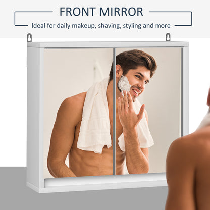 Mirror Cabinet for Bathroom Mirror Cupboard Wall Mounted with Storage Shelf Bathroom Cupboard Double Door White