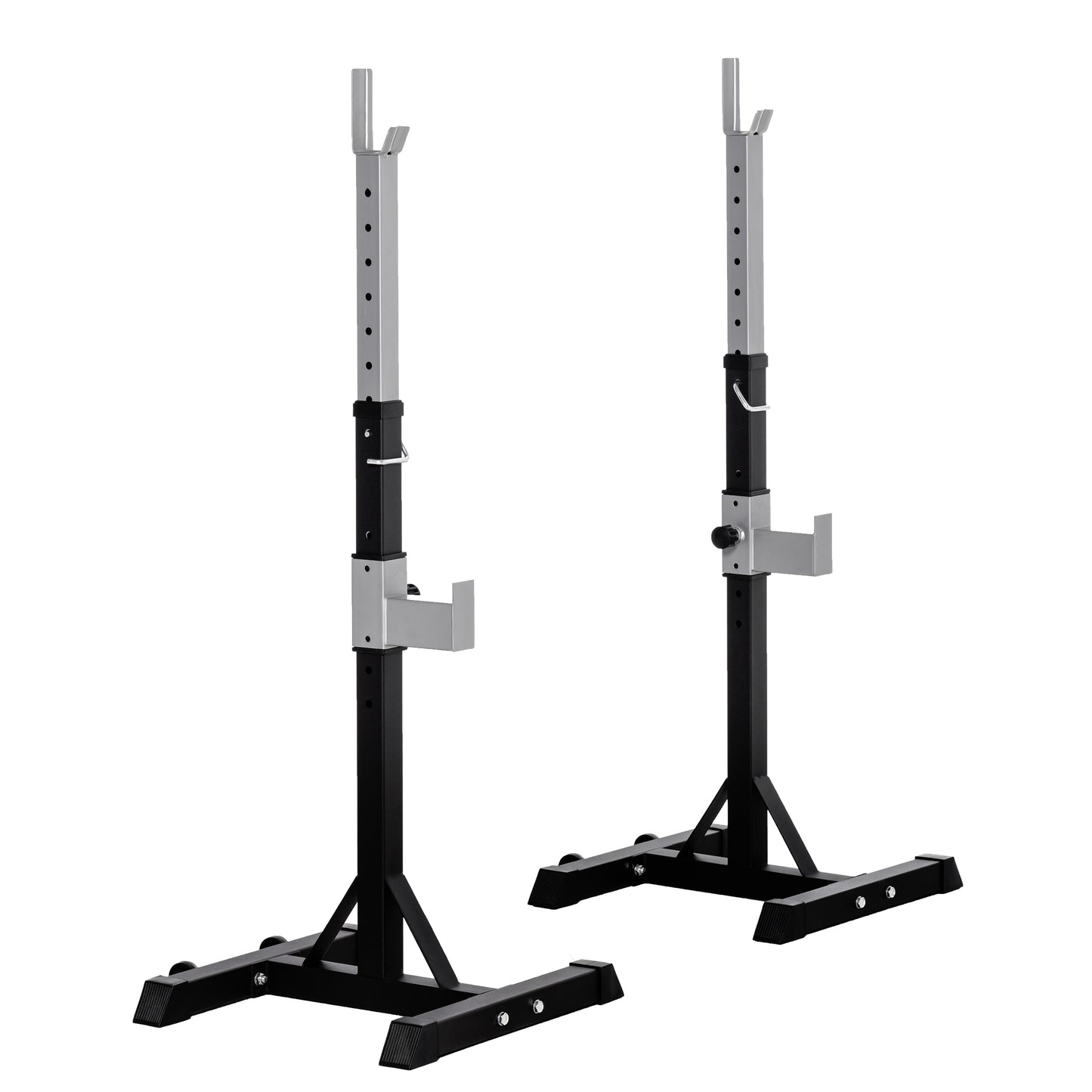 Adjustable Barbell Squat Rack Portable Stand Weight Lifting Bench Press Home Gym w/ Wheels, Black