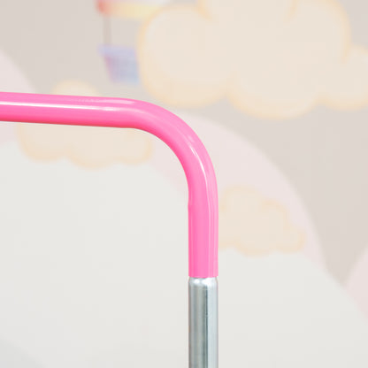 Gymnastics Bar for Kids, Folding Horizontal Bars with Adjustable Height, Training Bar with Triangle Base, Pink