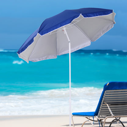 Outsunny 1.7m x 2m Tilted Steel Frame Beach Parasol Blue