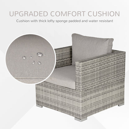 Outsunny Outdoor Patio Furniture Single Rattan Sofa Chair Padded Cushion All Weather for Garden Poolside Balcony Grey