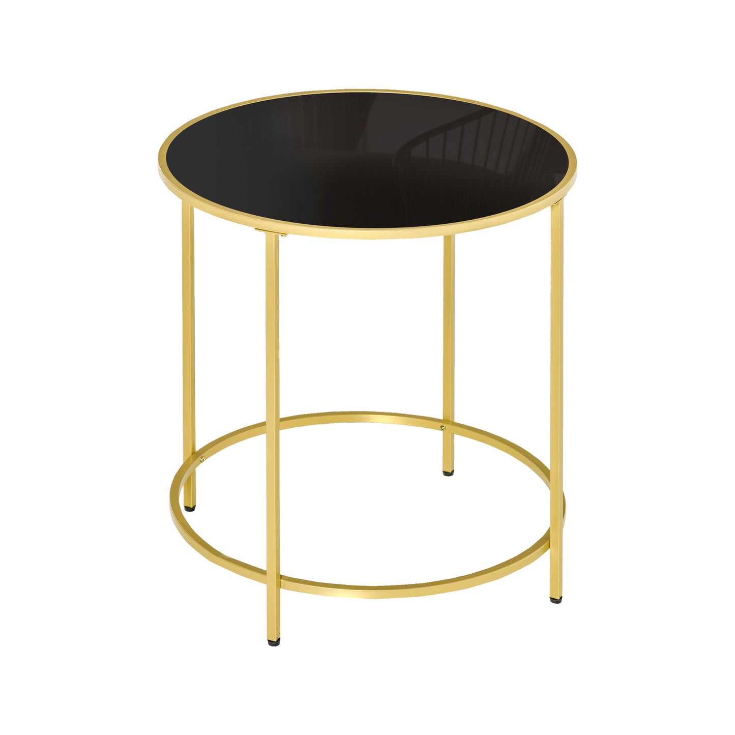 Round Side Table Modern Coffee Tables with Gold Metal Base, Table with Tempered Glass Tabletop, for Living Room, Bedroom, dining room