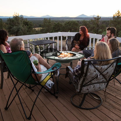 Outsunny 3-in-1 Outdoor Fire Pit, Garden Table with Cooking BBQ Grill, Firepit Bowl with Spark Screen Cover, Fire Poker for Backyard Bonfire Patio