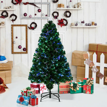 Prelit Christmas Tree Artificial Tree, Metal Base, Pre-Lit, 1.2m