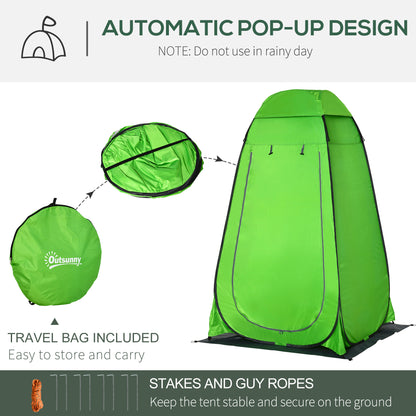 Outsunny Camping Shower Tent Pop Up Toilet Privacy for Outdoor Changing Dressing Bathing Storage Room Tents, Portable Carrying Bag for Hiking, Green