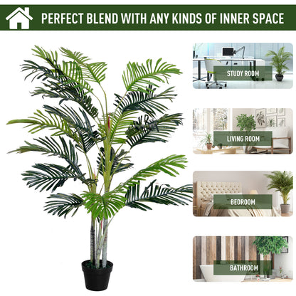 Outsunny 150cm(5ft)  Artificial Palm Tree Decorative Indoor Faux Green Plant w/Leaves Home Décor Tropical Potted Home Office