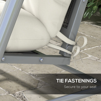 Outsunny 4-Piece Back and Seat Cushion Replacement with 2 Pillows, Patio Chair Cushions Set with Ties, White