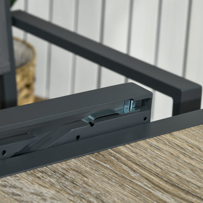 Outsunny Extending Garden Table, Outdoor Dining Table for 6, Aluminium Frame Rectangular Patio Table with Plastic Board Tabletop, Beige