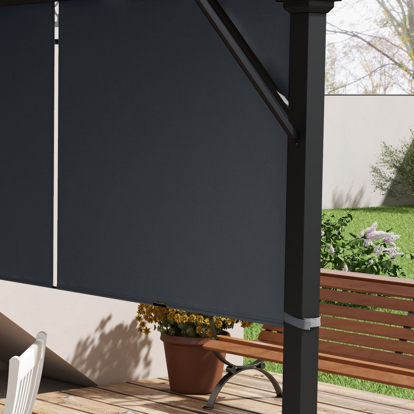 Outsunny 2 Pcs UV Protection Pergola Replacement Canopy, Pergola Shade Cover, Easy to Install, for 3 x 3(m) Pergola, Dark Grey