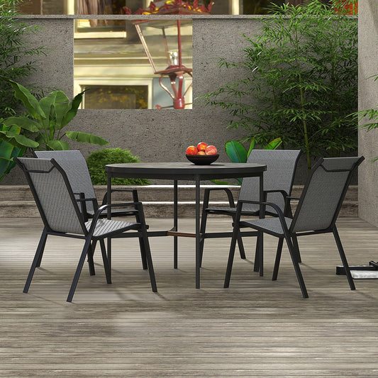 Outsunny Stackable Outdoor Rattan Chairs Set of 4 with Armrests and Backrest, Grey