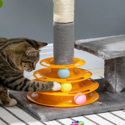 PawHut Cat Tree Tower Activity Center Climbing Stand Kitten House Furniture with Scratching Posts Toy and Perch 56cm Grey