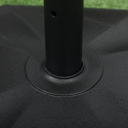 Outsunny 18kg Patio Parasol Base, Concrete Umbrella Base, 45.5cm Outdoor Umbrella Stand Holder for Parasol Poles 34mm, 38mm and 48mm, Black